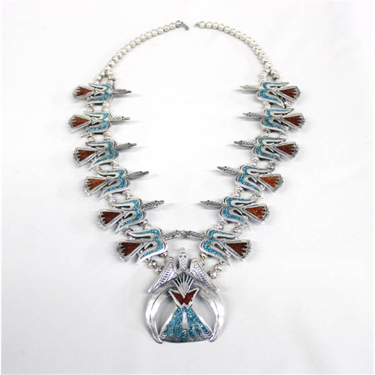 Navajo Squash Blossom Necklace Hallmark B. Becenti
