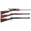 Three Winchester Long Guns -A) Winchester Model 63 Semi Automatic Rifle with Scope