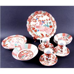 8 Piece Serving of  Imari  Peacock Dinnerware