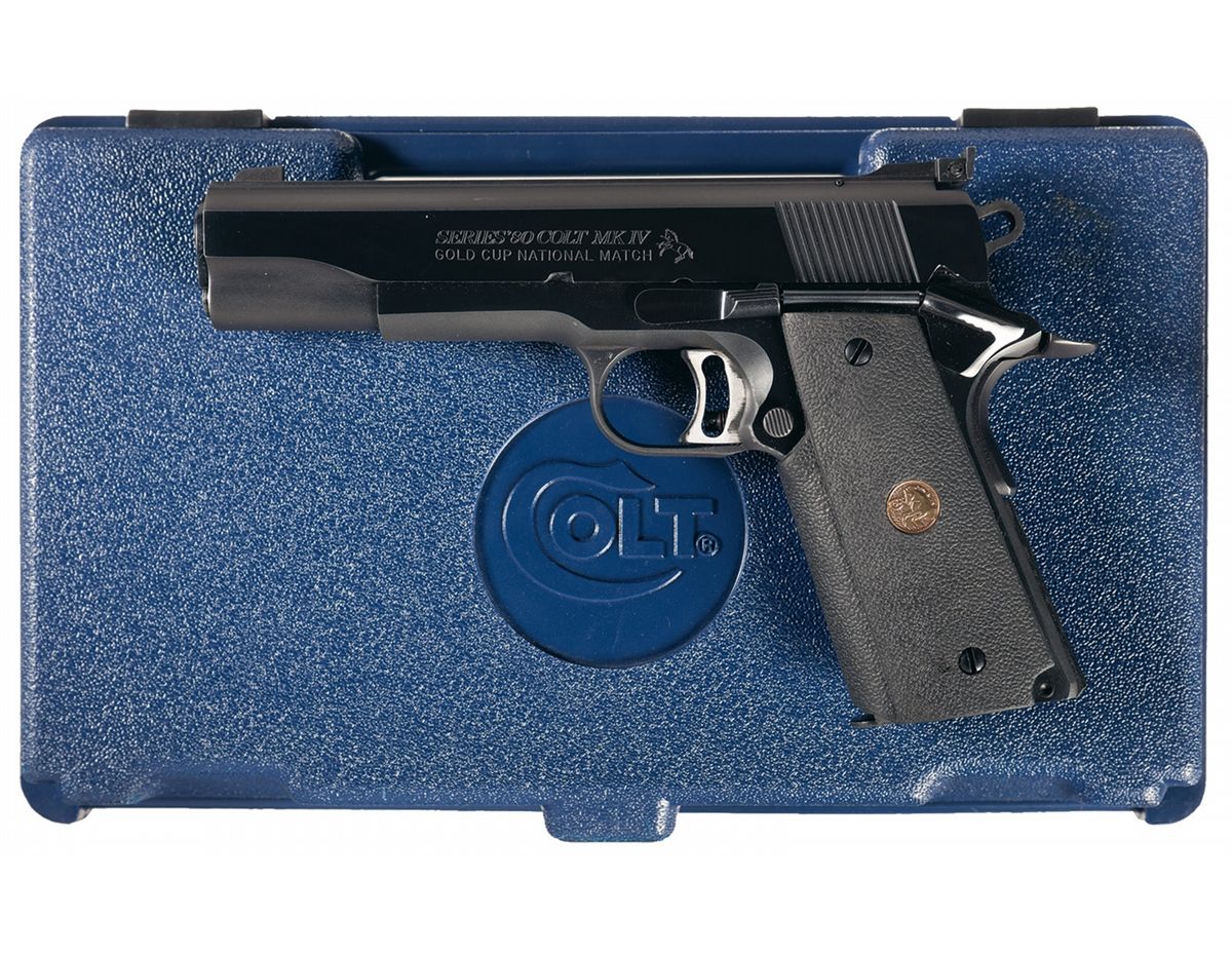 Colt MK IV Series 80 Gold Cup National Match Semi-Automatic Pistol with Case. Loading zoom