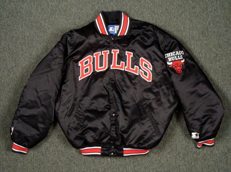 Chicago Bulls Starter Jacket Black Throwback Style XL