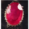 14K GOLD RUBY AND DIAMOND RING - SIZE 6.75