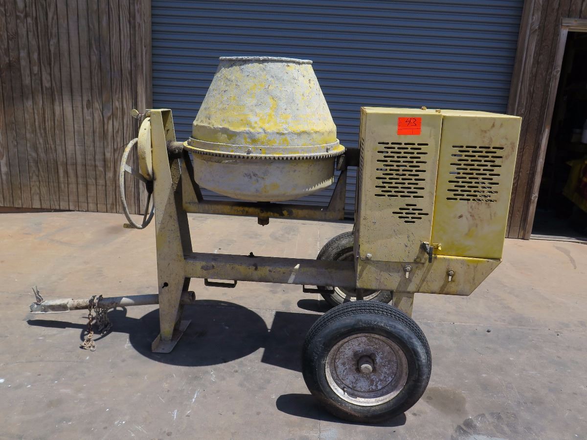 Cement Mixer (Yellow) Trailer Mounted, Gas Motor
