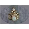 14K OPAL AND DIAMOND CROWN RING