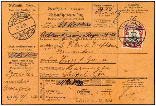 German Oriental Africa International Postal Money Order Form Image 1 German Oriental Africa International Postal Money Order Form To Portuguese India