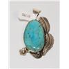 Large Sterling Silver &amp; Turquoise Pendant