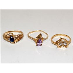 Diamonds Heart Ring, Amethyst & Sapphire Ring