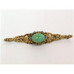 C.1890's Victorian Brooch 18K/sterling & Turquoise