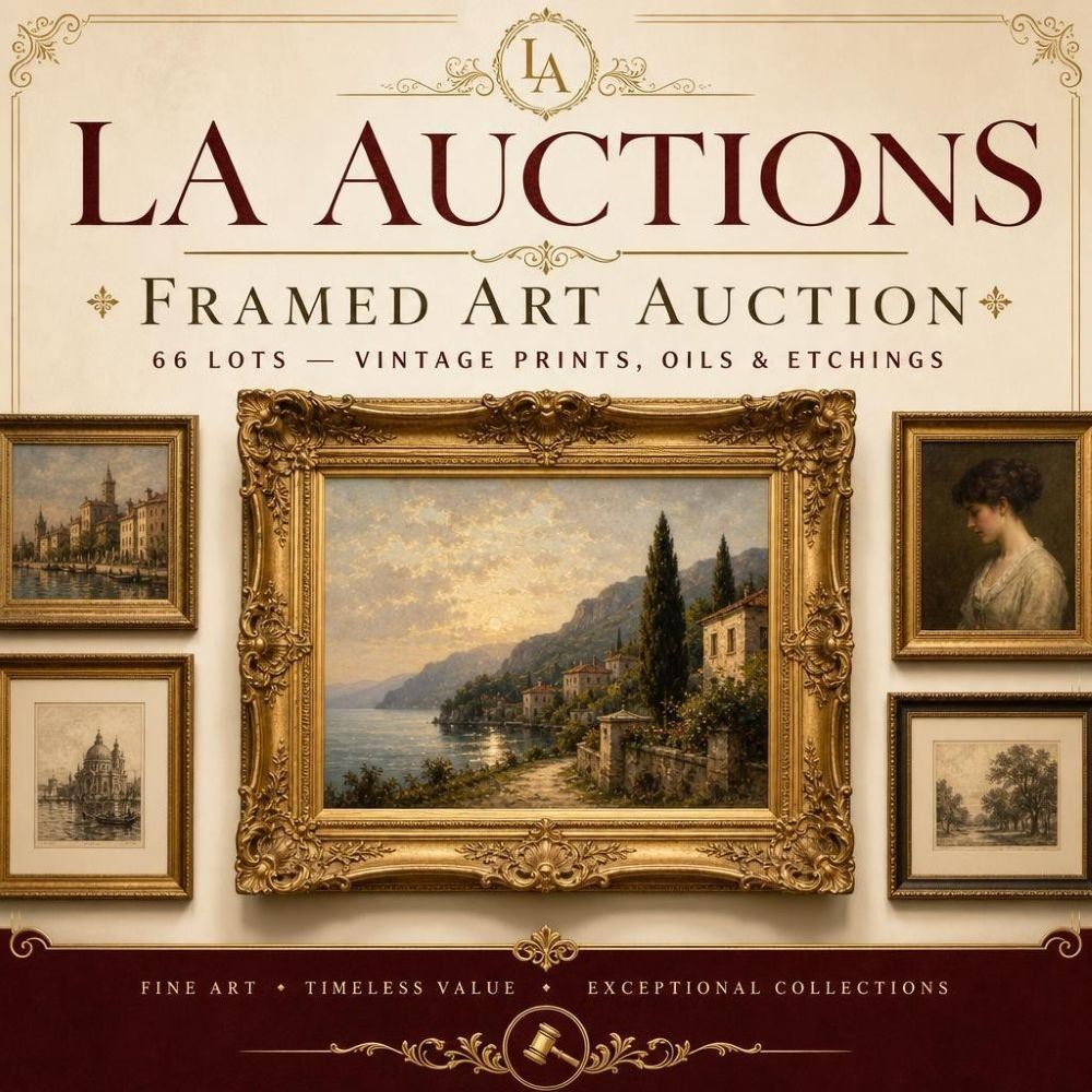 Framed Art Auction — Vintage Prints, Oil Paintings, Etchings & More