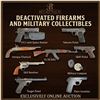 deactivated firearms and military collectibles, featuring rifles, pistols, revolvers, and a German f