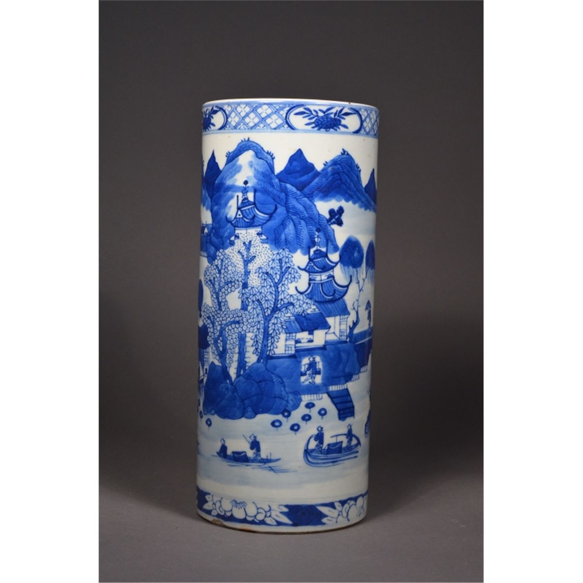 19th Century Chinese Blue White Umbrella Stand