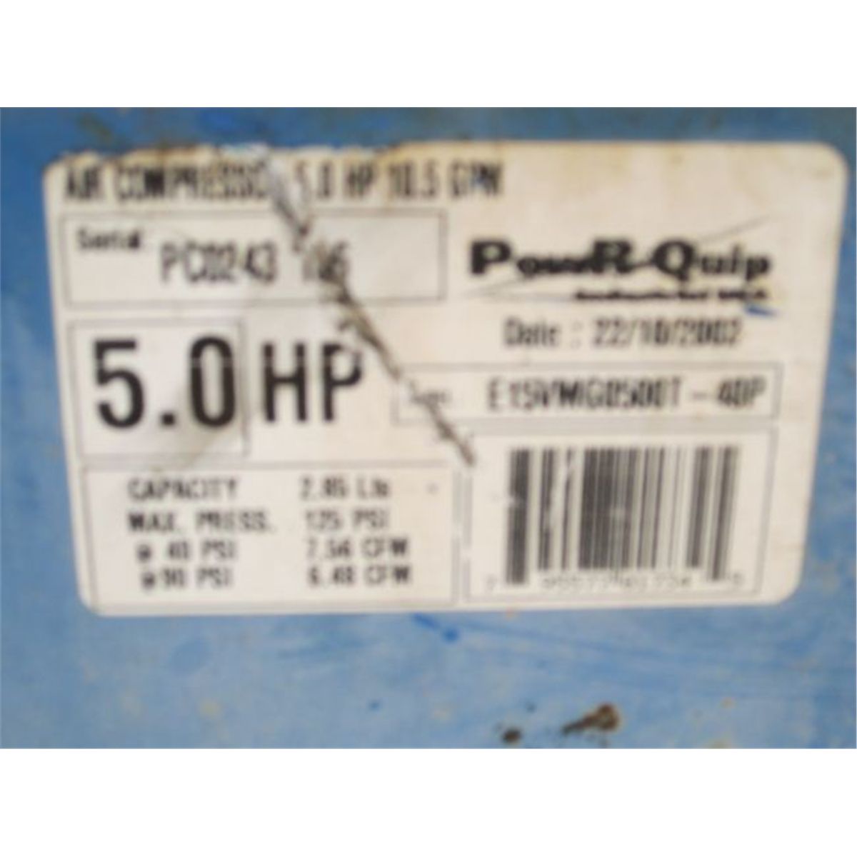 Powr Quip 2 85l 5 Hp Gas Air Compressor