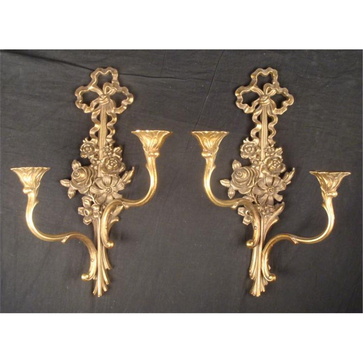 2 Candle Holders Wall Mounted Syroco Wood Art Nouveau