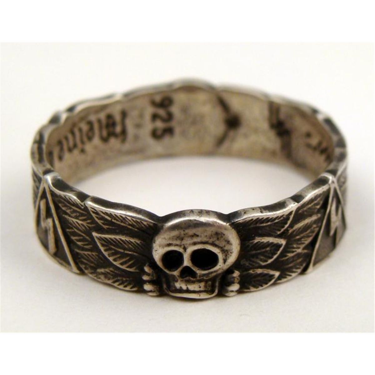 Reproduction Ss Wedding Ring With Skull Swatiska Runes