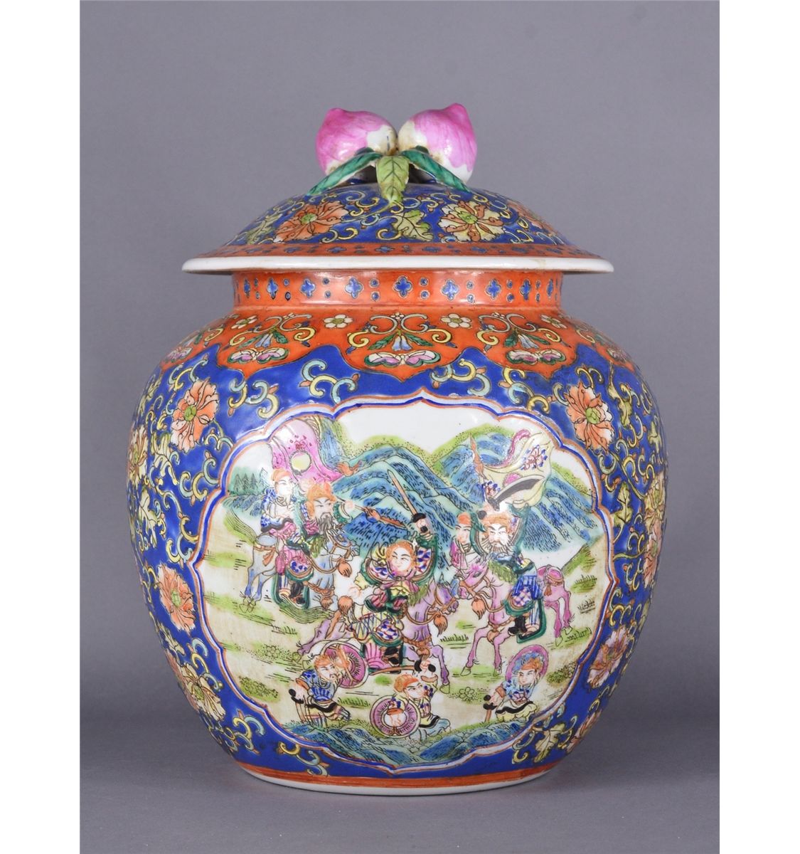Large Chinese Fencai Porcelain Jar W Lid Jiaqing