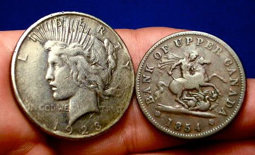 Old Canadian Coin 1854 Huge Dragonslayer Penny Image 3 Old Canadian Coin 1854 Huge Dragonslayer Penny