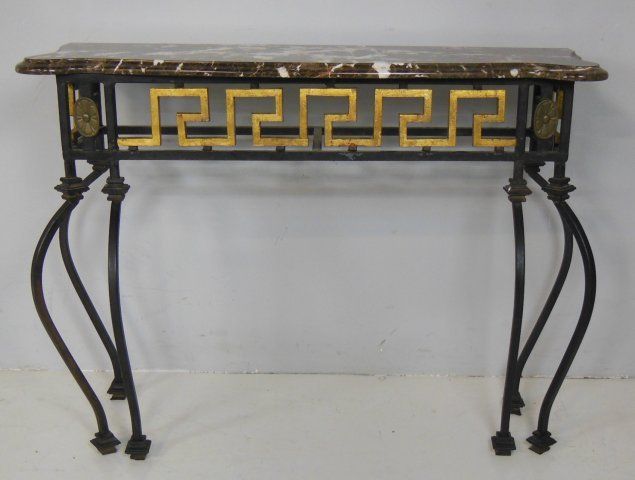 Burgundy Marble Top Wrought Iron Console Table Image 3 Burgundy Marble Top Wrought Iron Console Table