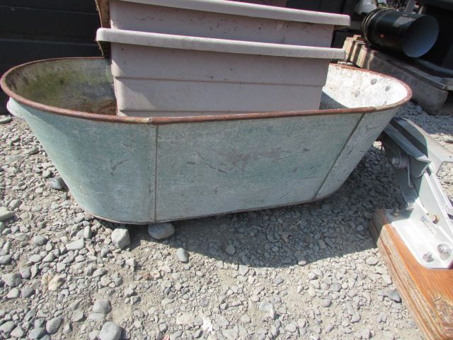 Vintage Galvanized Oval Baby Wash Tub Image 1 Vintage Galvanized Oval Baby Wash Tub