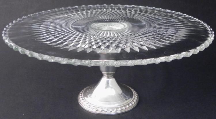 Duchin Creations Crystal Sterling Silver Cake Stand Image 1 Duchin Creations Crystal Sterling Silver Cake Stand