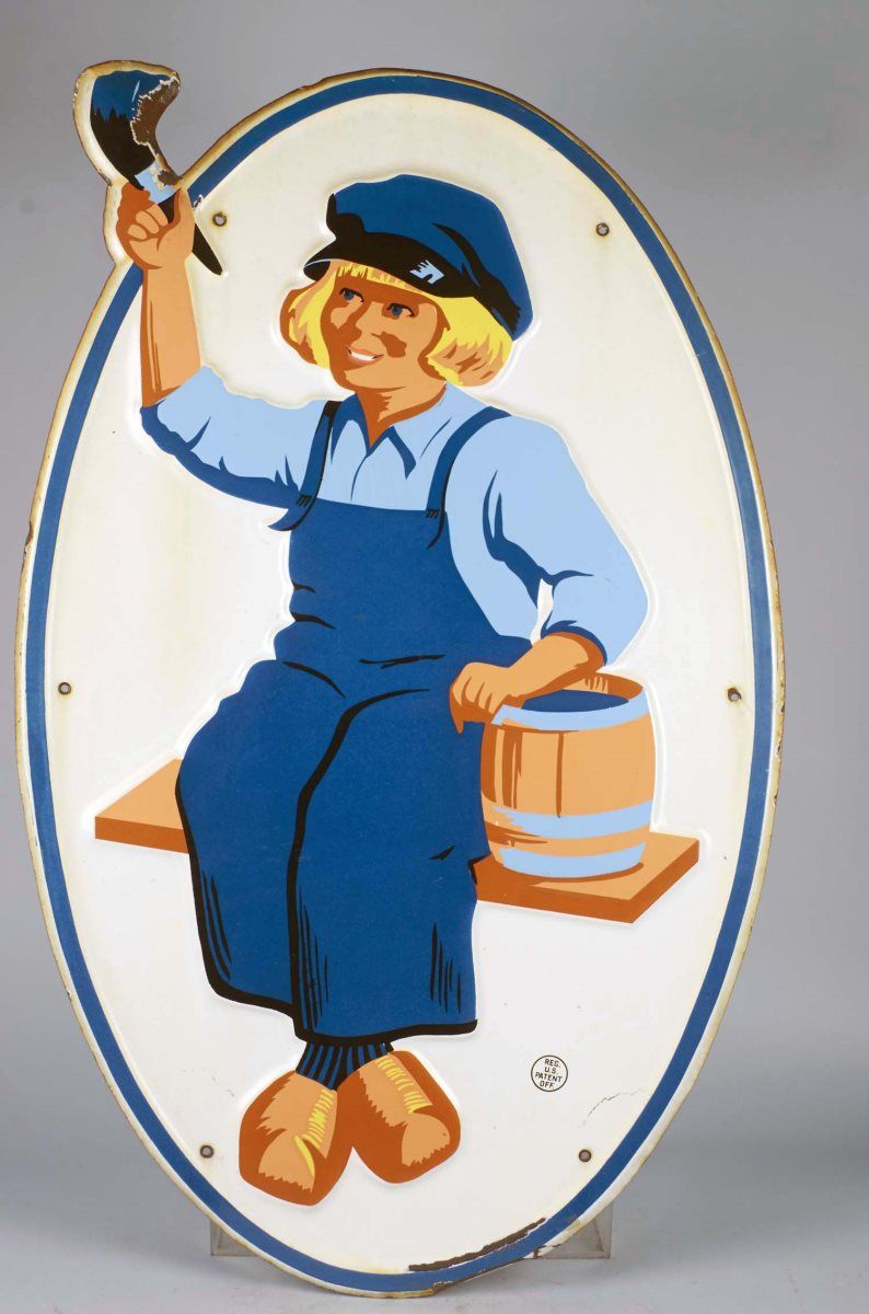 Large Embossed Dutch Boy Paint Porcelain Sign Image 1 Large Embossed Dutch Boy Paint Porcelain Sign