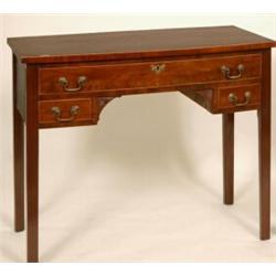 A 19th Century Mahogany Kneehole Table Ed One Long And Two A 19th Century Mahogany Kneehole Table Ed One Long And Two Short Drawers On Square Tapered