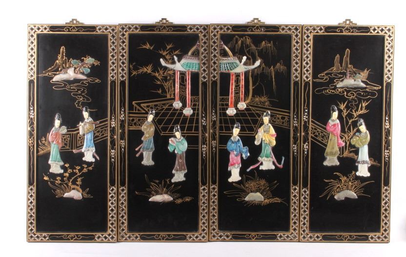 Oriental Black Lacquer Wood Wall Panels Image 2 Oriental Black Lacquer Wood Wall Panels