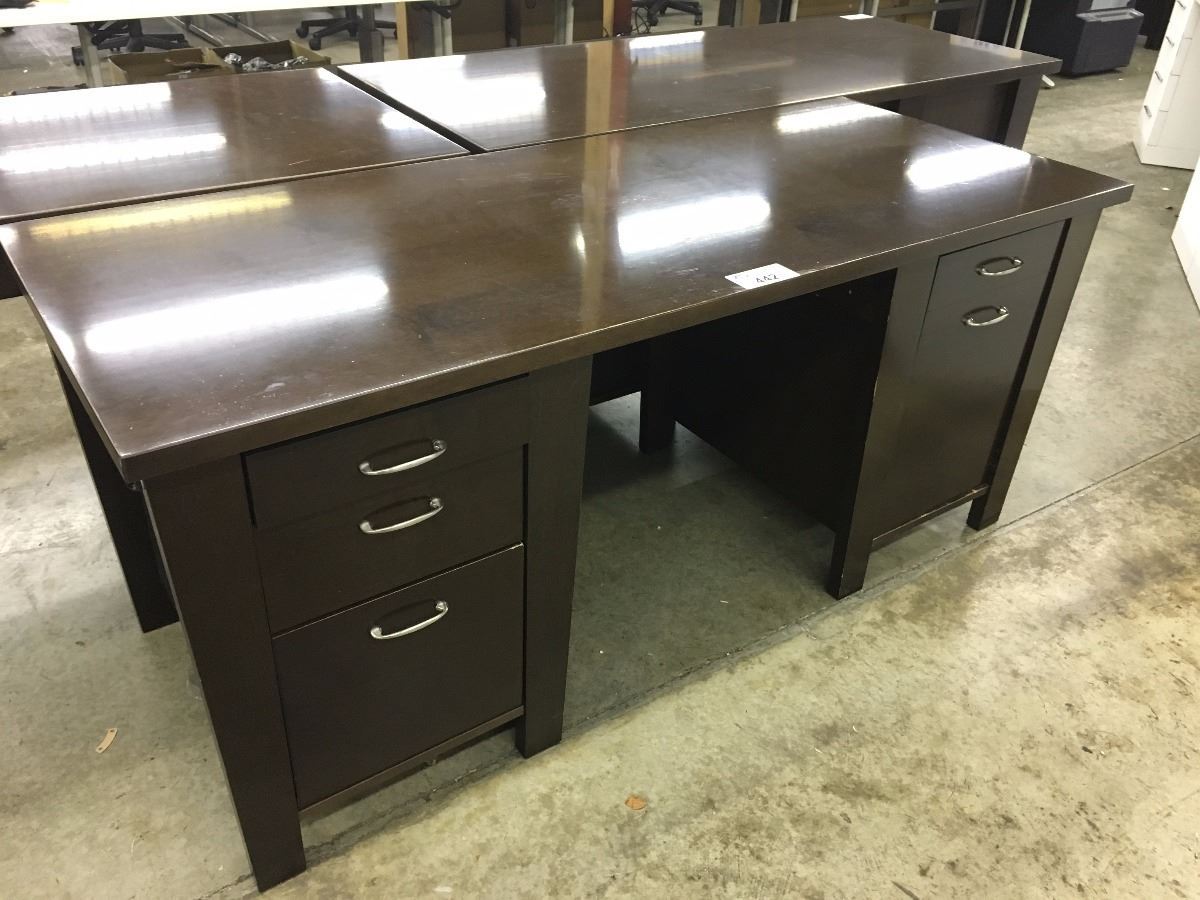 Cherry 6 Solid Wood Contemporary Double Pedestal Executive Desk Image 1 Cherry 6 Solid Wood Contemporary Double Pedestal Executive Desk