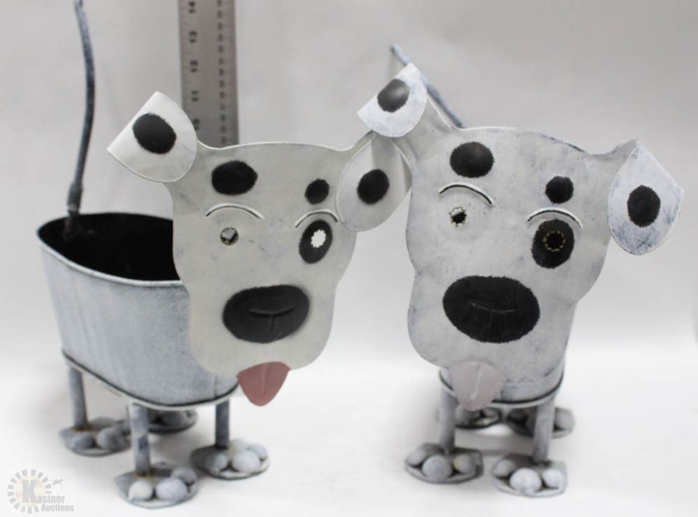 Pair Of Unique Metal Dog Plant Holders 14 X13 Image 1 Pair Of Unique Metal Dog Plant Holders 14 X13