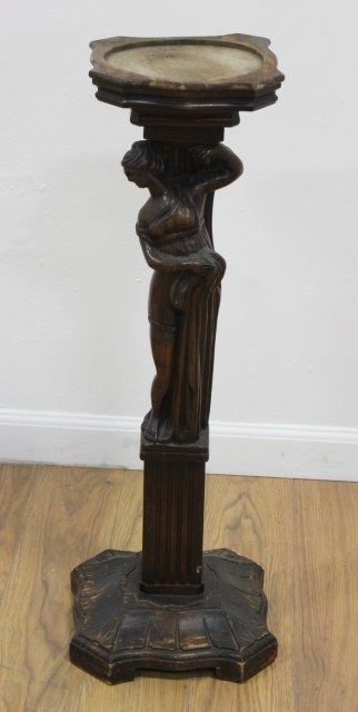 Figural Carved Wood Pedestal Image 2 Figural Carved Wood Pedestal