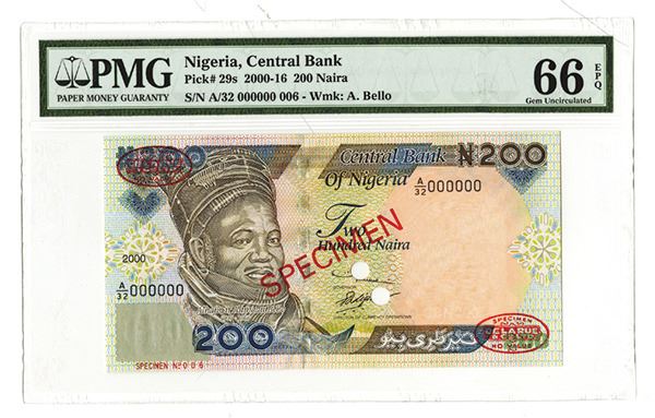 1 UNC Pick 29a NIGERIA 200 Naira 2000