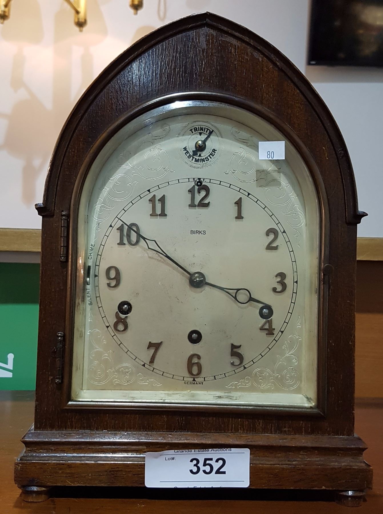 Birks Westminster Chimes Mantle Clock W Pendulum And Key In Working Image 1 Birks Westminster Chimes Mantle Clock W Pendulum And Key In Working Order