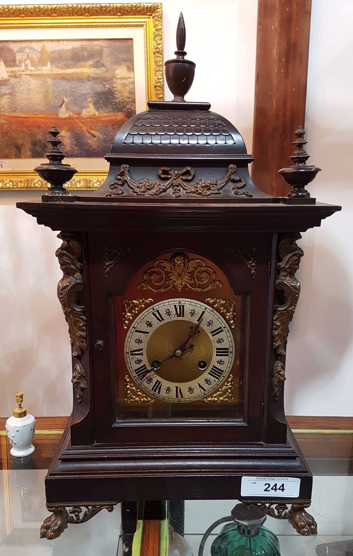 Antique Mantle Clock Westminster Chimes No Key Pendulum Image 1 Antique Mantle Clock Westminster Chimes No Key Pendulum