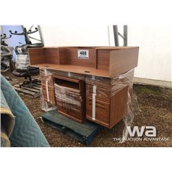 WOOD DESK & CABINET