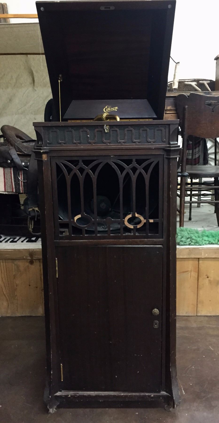 Antique Edison Phonograph Cabinet Image 1 Antique Edison Phonograph Cabinet
