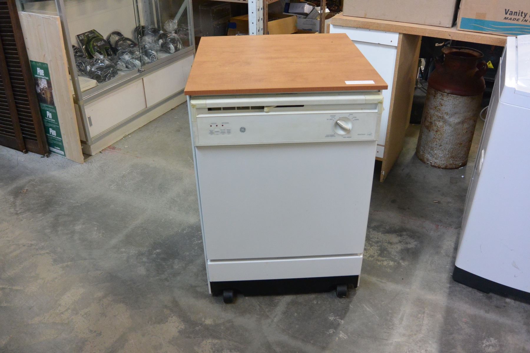 Ge Portable Dishwasher Working With Butcher Block Top Image 1 Ge Portable Dishwasher Working With Butcher Block Top