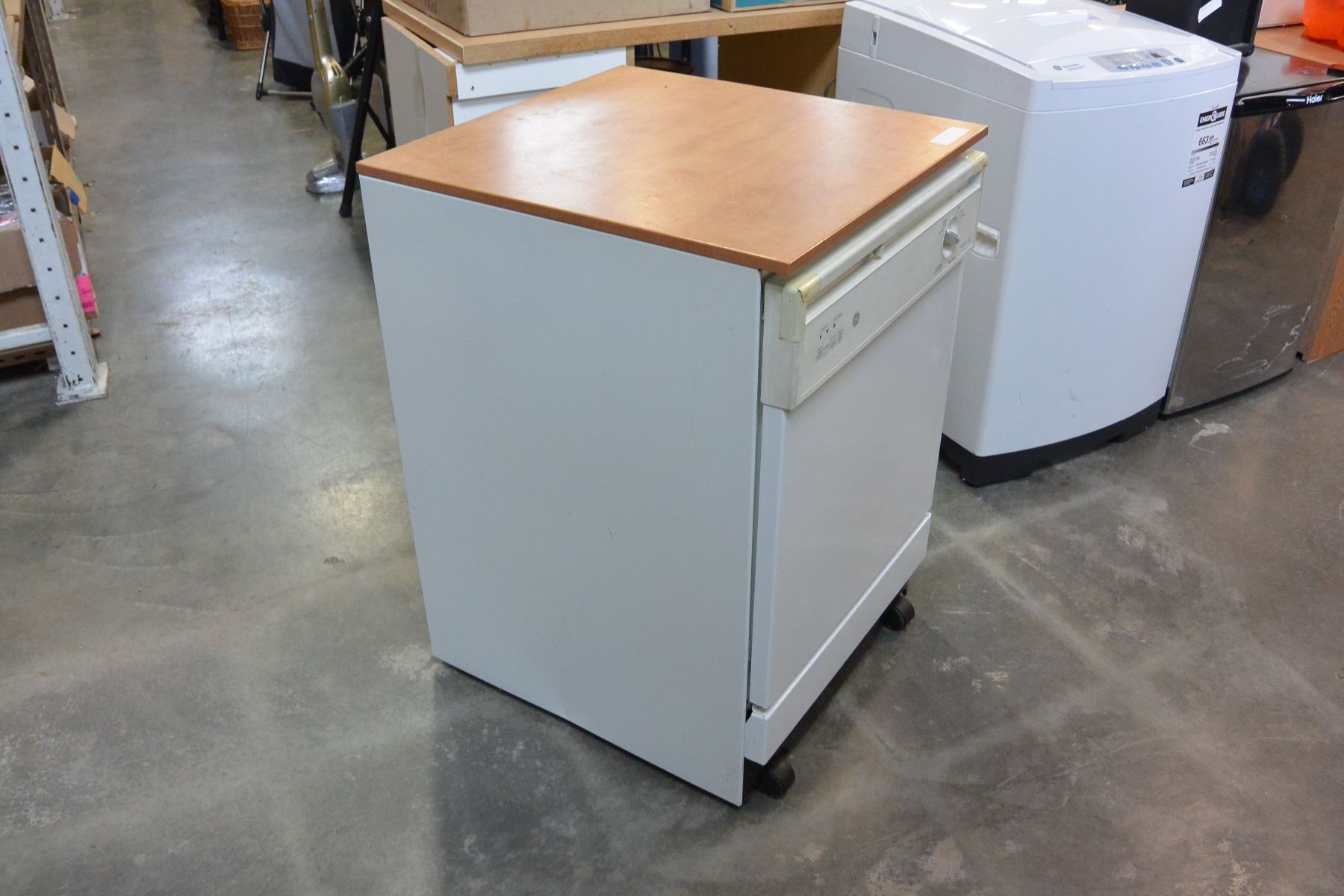 Ge Portable Dishwasher Working With Butcher Block Top Image 2 Ge Portable Dishwasher Working With Butcher Block Top