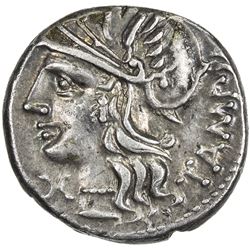 ROMAN REPUBLIC: M. Baebius Q. f. Tampilus, 137, AR denarius (3.95g), Rome. EF
