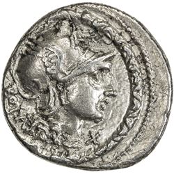 ROMAN REPUBLIC: L. Manlius Torquatus, 113/112 BC, AR denarius (3.94g), Rome. VF