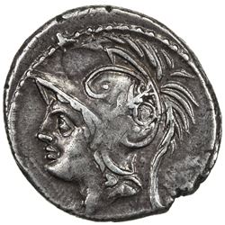 ROMAN REPUBLIC: Q. Minucius M.f. Thermus, 113/112 BC, AR denarius (3.94g), Rome. VF