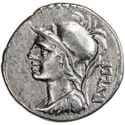 ROMAN REPUBLIC: P. Servilius M.f. Rullus, 100 BC, AR denarius (3.76g), Rome. VF
