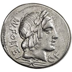 ROMAN REPUBLIC: Mn. Fonteius C.f. 85 BC, AR denarius (4.01g), Rome. VF
