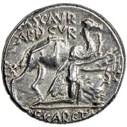ROMAN REPUBLIC: M. Aemilius Scaurus & P. Plautius Hypsaeus, 58 BC, AR denarius (3.99g), Rome. VF-EF