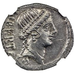 ROMAN REPUBLIC: Lollius Pallicanus, 45 BC, AR denarius (3.77g). NGC MS