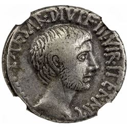 ROMAN IMPERATORIAL PERIOD: Octavian, 43-27 BC, AR denarius (3.76g), Italian mint (36 BC). NGC VF