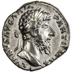 ROMAN EMPIRE: Lucius Verus, 161-169 AD, AR denarius (3.43g), Rome, [168]. VF-EF