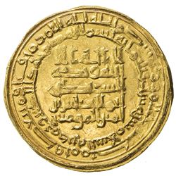 ABBASID: al-Muqtadir, 908-932, AV dinar (4.28g), Madinat al-Salam, AH306. EF-AU
