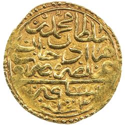 OTTOMAN EMPIRE: Mehmet III, 1595-1603, AV sultani (3.44g), Saqiz (the island of Chios), AH1003. EF