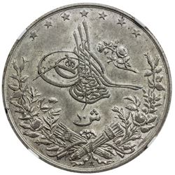 EGYPT: Abdul Hamid II, 1876-1909, AR 10 qirsh, Misr, AH1293-H year 30. NGC MS62