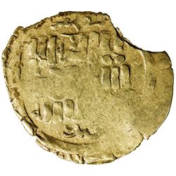 GREAT MONGOLS: temp. Chingiz Khan, 1206-1227, AV dinar (2.04g), Khujanda, ND, Album-A1967, Fine