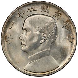 CHINA: Republic, AR dollar, year 21 (1932). PCGS MS64